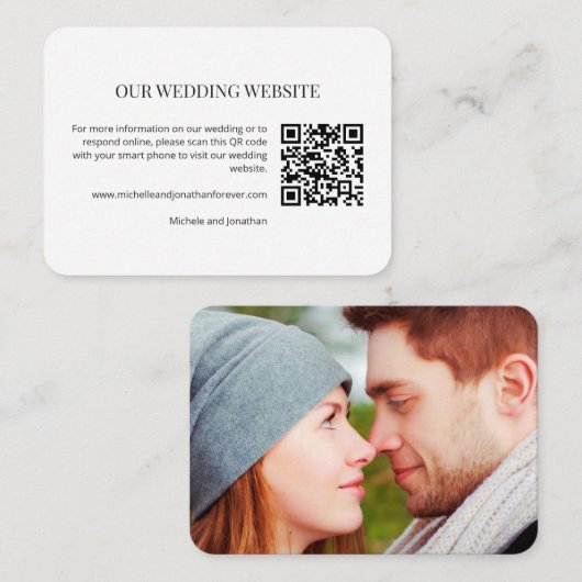 Modern Minimal Wedding Website QR Code Insert Card Informatiekaartje (Voorkant / Achterkant)