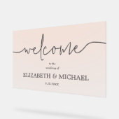 Modern Minimal Wedding Welkom Transparant Roze Acryl Bord (Hoek)