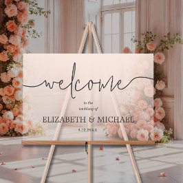 Modern Minimal Wedding Welkom Transparant Roze Acryl Bord