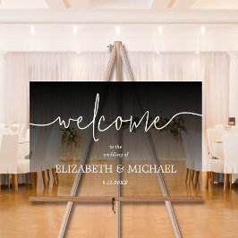Modern Minimal Wedding Welkom Transparant Zwart Acryl Bord