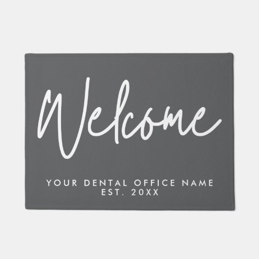 Modern Minimal Welcome Script Dental Office Grijs Deurmat (Voorkant)