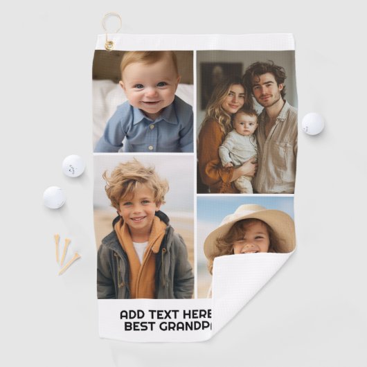 Modern Minimal White 4 Photo Collage - Chunky teks Golfhanddoek (Insitu)