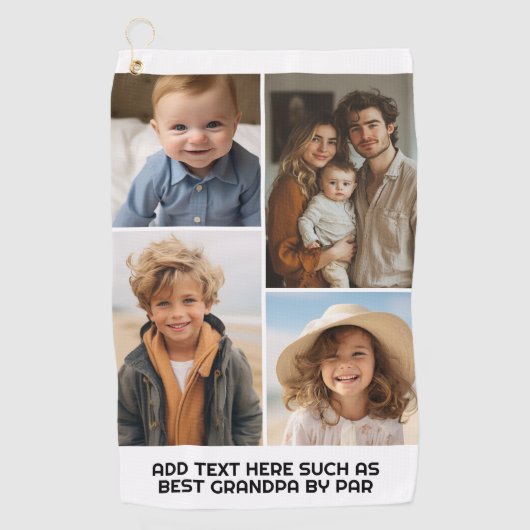 Modern Minimal White 4 Photo Collage - Chunky teks Golfhanddoek (Voorkant)