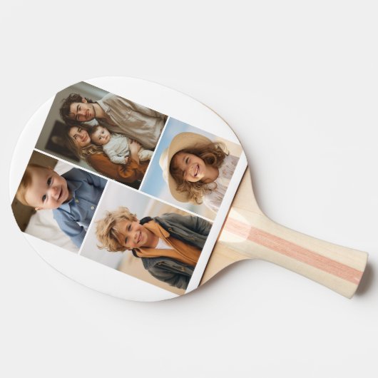 Modern Minimal White 4 Photo Collage - Chunky teks Tafeltennisbatje (Zijkant)