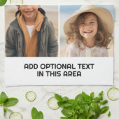 Modern Minimal White 4 Photo Collage - Chunky teks Theedoek (Gevouwen)