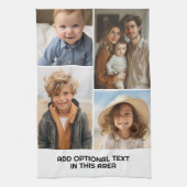 Modern Minimal White 4 Photo Collage - Chunky teks Theedoek (Verticaal)