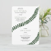 Modern Minimal White Green Leaves Greenery Wedding Kaart (Staand voorkant)