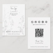 Modern Minimal Wildflower QR Sieraden Display Kaar Contactkaartje (Voorkant / Achterkant)