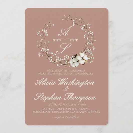 Modern Minimal Winter Floral Wedding Kaart (Voorkant)