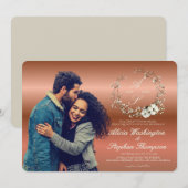 Modern Minimal Winter Floral Wedding Kaart (Voorkant / Achterkant)