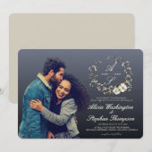 Modern Minimal Winter Floral Wedding Kaart (Voorkant / Achterkant)