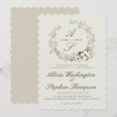 Modern Minimal Winter Floral Wedding Kaart (Voorkant / Achterkant)