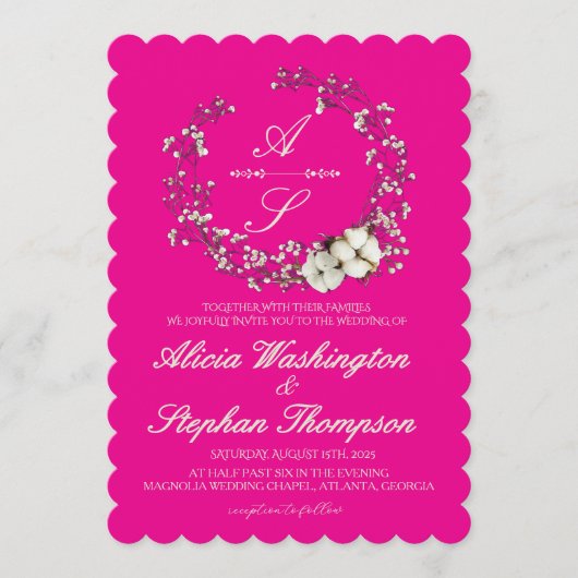 Modern Minimal Winter Floral Wedding Kaart (Voorkant)