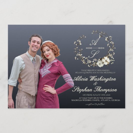 Modern Minimal Winter Floral Wedding Kaart (Voorkant)