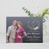 Modern Minimal Winter Floral Wedding Kaart (Staand voorkant)