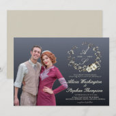 Modern Minimal Winter Floral Wedding Kaart (Voorkant / Achterkant)