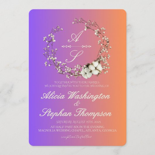 Modern Minimal Winter Floral Wedding Kaart (Voorkant)