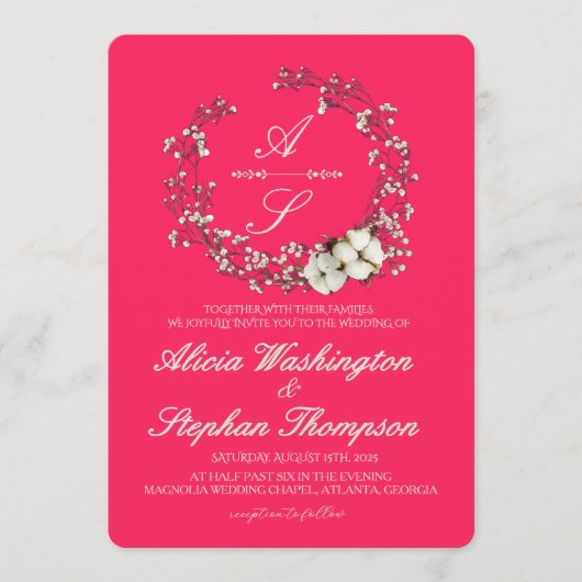 Modern Minimal Winter Floral Wedding Kaart (Voorkant)