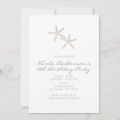 Modern Minimal Wit Grijs Strand Sweet 16 Party Kaart (Achterkant)