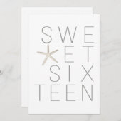 Modern Minimal Wit Grijs Strand Sweet 16 Party Kaart (Voorkant / Achterkant)
