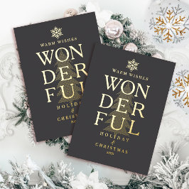 Modern Minimal Wonderful Holiday Christmas Grey Folie Feestdagenkaart