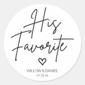 Modern minimal zijn favoriete huwelijksgunst ronde sticker (Voorkant)