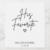 Modern minimal zijn favoriete huwelijkswijngunst wijn etiket (Enkel label)
