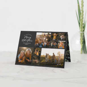 Modern minimal zwart 11 foto botanische familie feestdagen kaart