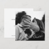 Modern Minimal Zwart-wit hart Foto Save The Date (Voorkant / Achterkant)