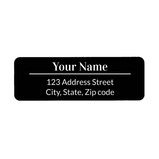 Modern Minimal Zwart Wit Naam Adres Etiket (Voorkant)