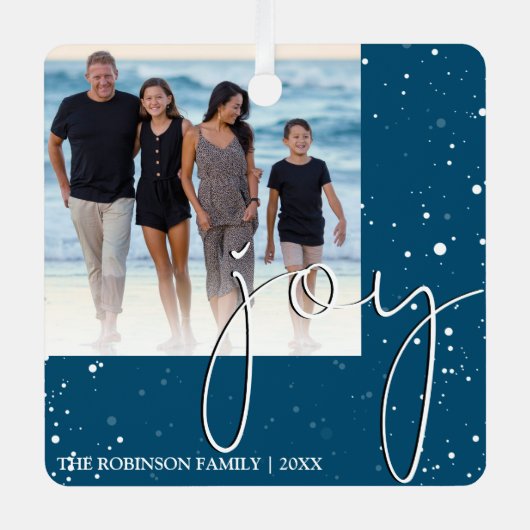 Modern Minimale Joy | Kerstfeestdag Metalen Ornament (Voorkant)