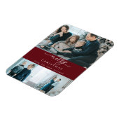 Modern Minimale Manuscript 3 Foto Merry Kerstred Magneet (Linkerzijde)