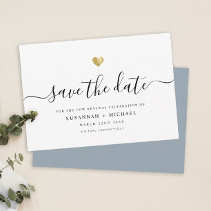 Modern Minimale Manuscript Gold Vow Renewal Dusty  Save The Date