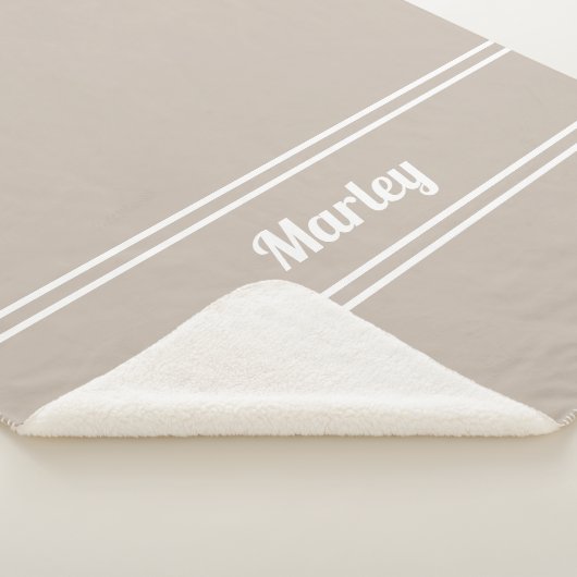 Modern Minimale Naam Monogrammed Script Beige Brow Sherpa Deken (3/4)