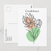 Modern | Minimale rouwkaart | Bloem Briefkaart (Voorkant / Achterkant)