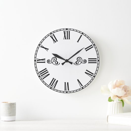 Modern Minimalism Black Roman Numbers  Grote Klok (Huis)