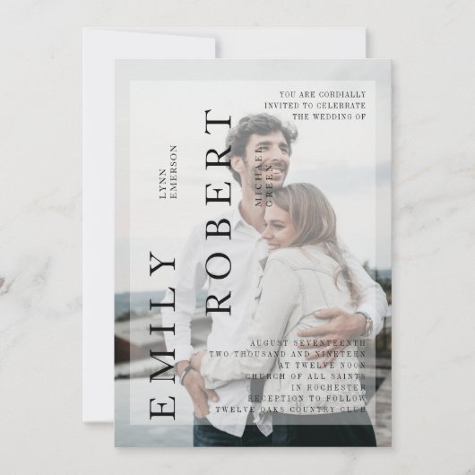 Modern minimalisme bruiloft uitnodiging wit (Voorkant)