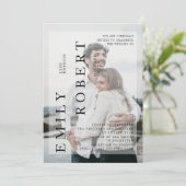 Modern minimalisme bruiloft uitnodiging wit (Staand voorkant)