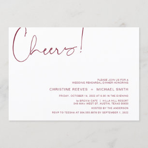 Modern minimalisme Burgundy Script repesal Dinner Kaart