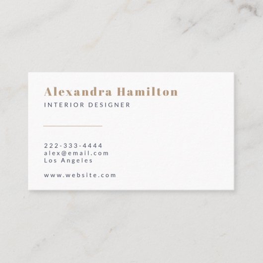 Modern minimalisme: Houtskool & Taupe Visitekaartje (Voorkant)