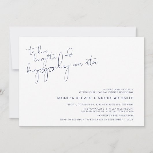 Modern minimalisme Marine BlueScript repetitie din Kaart (Voorkant)