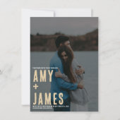 Modern minimalisme met foto- en QR-code bruiloft Kaart (Voorkant)