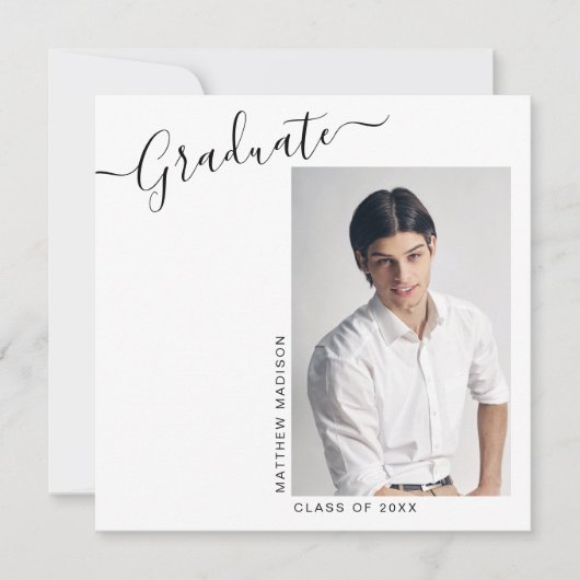 Modern minimalist 1 Afstuderen op fotovierkant Aankondiging (Voorkant)