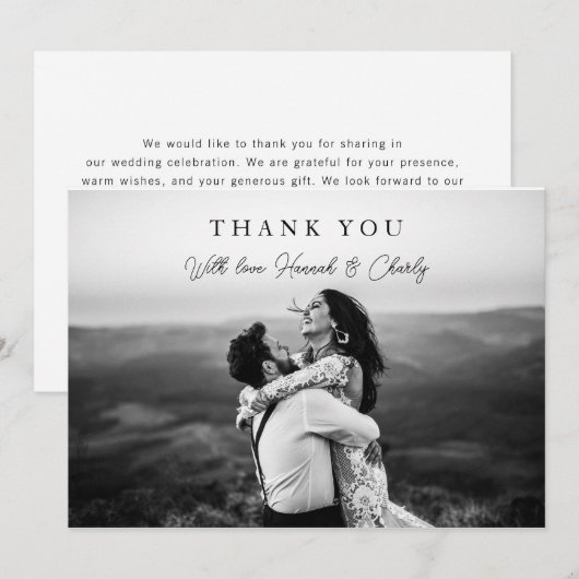 Modern minimalist 1 Foto bedankt (Voorkant / Achterkant)