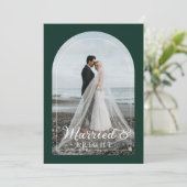 Modern Minimalist 1 Photo Married & Bright Dankes Bedankkaart (Staand voorkant)