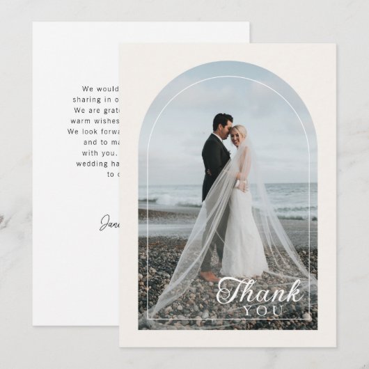 Modern Minimalist 1 Photo Thank You Dankeskarte Bedankkaart (Voorkant / Achterkant)