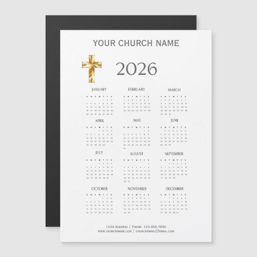 Modern Minimalist 2026 Calendar Magnet (Voorkant / Achterkant)