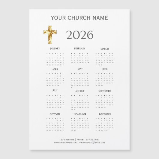 Modern Minimalist 2026 Calendar Magnet (Voorkant)