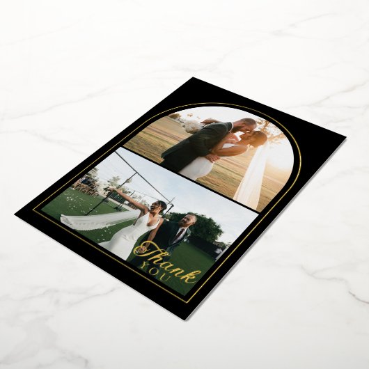 Modern minimalist 2 Foto bedankt Folie Holiday C Folie Feestdagenkaart (Gedraaid)