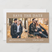 Modern minimalist 2 Foto Kraft Save The Date (Voorkant)